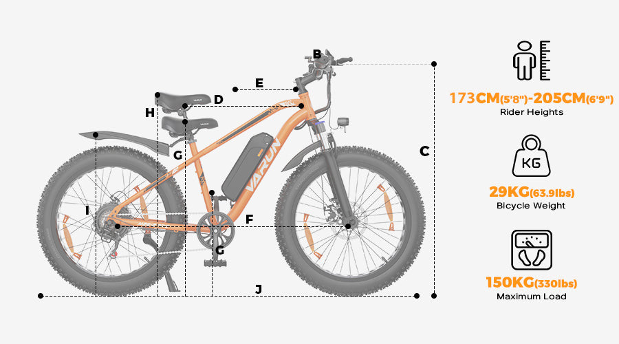 gesamtlänge mountainbike VARUN M26-2PRO—Ideal for all-terrain, with 150kg capacity, up to 100km range – Varun Electric Bike